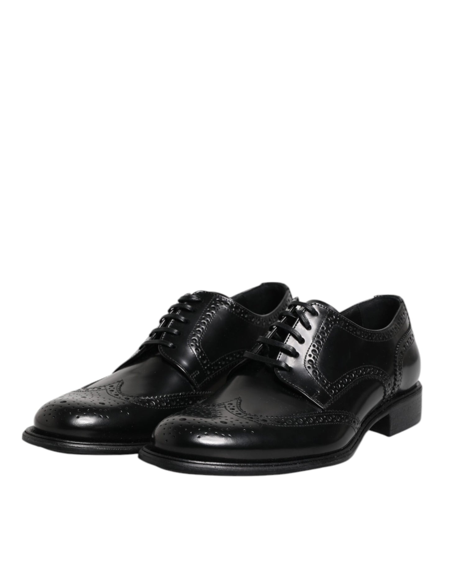 Black Leather Derby Wingtip Formal Shoes