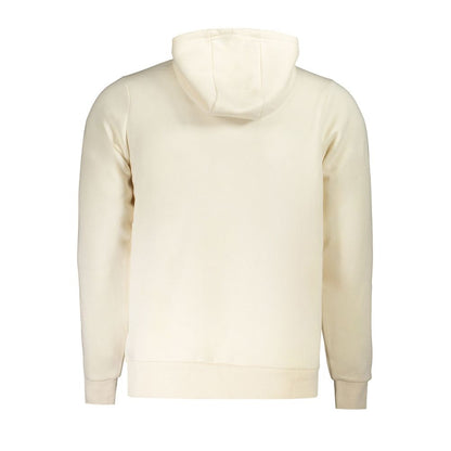 White Cotton Men Sweater with Hood and Pockets