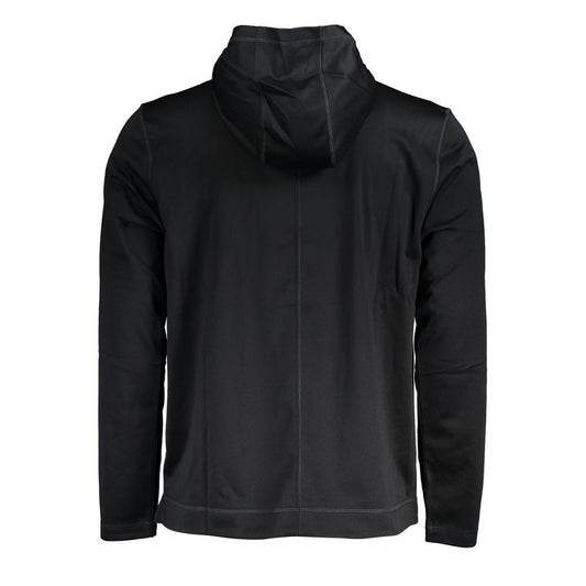 Black Polyester Men's Hooded Sweater