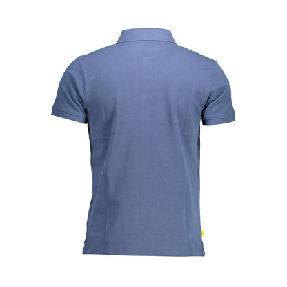 Blue Cotton Men Polo Shirt