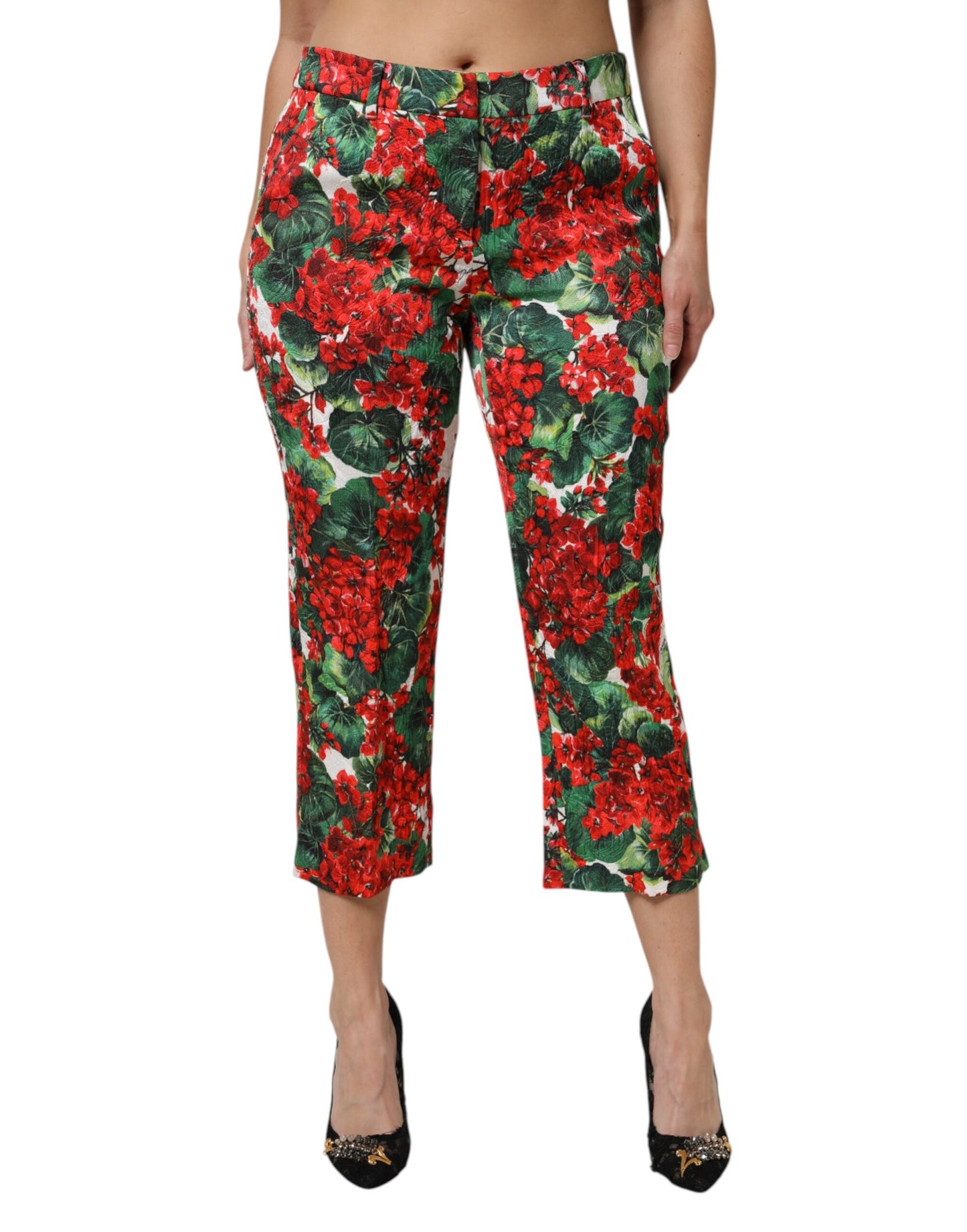 Multicolor Floral Print Cropped Pants