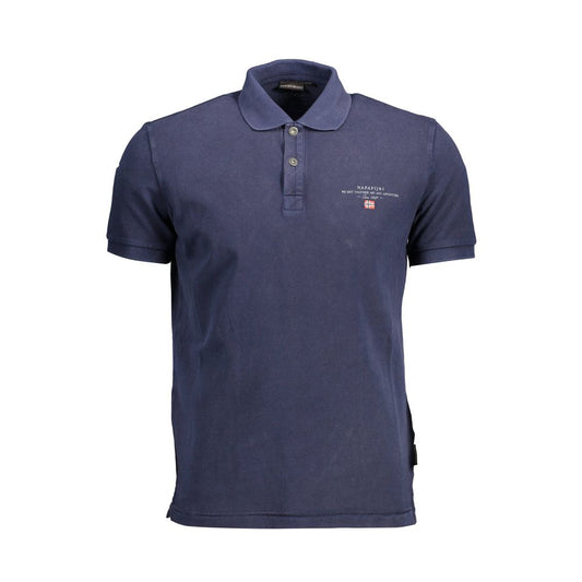 Blue Cotton Men Polo Shirt