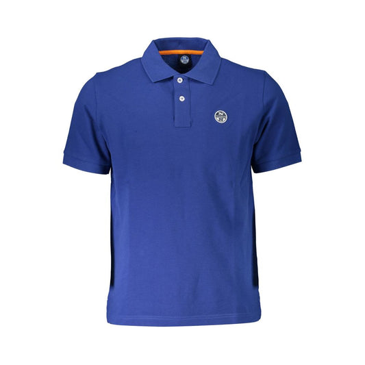 Blue Cotton Men Polo Shirt