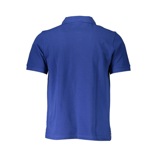 Blue Cotton Men Polo Shirt