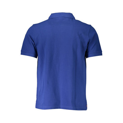 Blue Cotton Men Polo Shirt