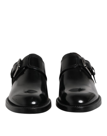 Black Leather Monk Strap Derby Formal Shoes