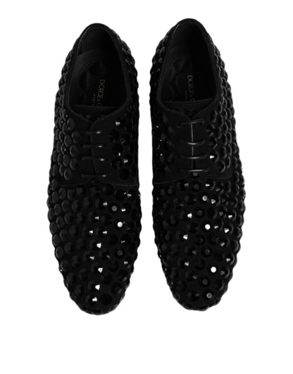 Black Suede Strass Derby Formal Shoes