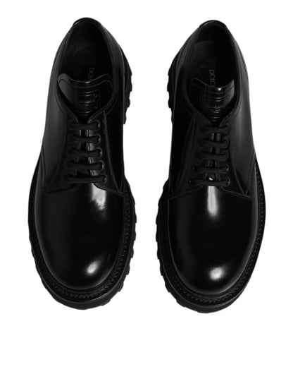 Black Leather Lace Up Derby Men Dress Shoes