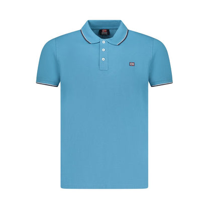 Blue Cotton Men Polo Shirt