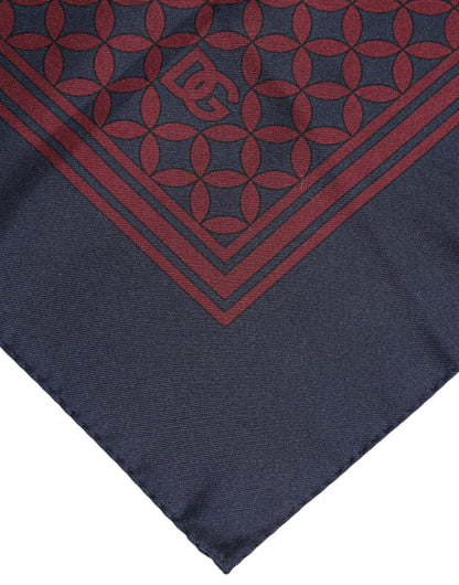 Red Blue Printed Silk Square Men Foulard Scarf