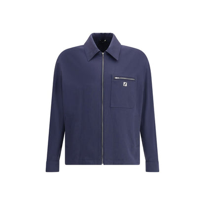 Blue Cotton Biker Jacket