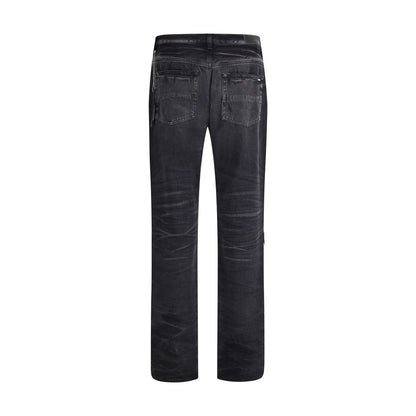 Black Cotton Straight-Leg Jeans