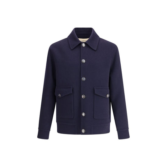 Blue Fleece Wool Coat