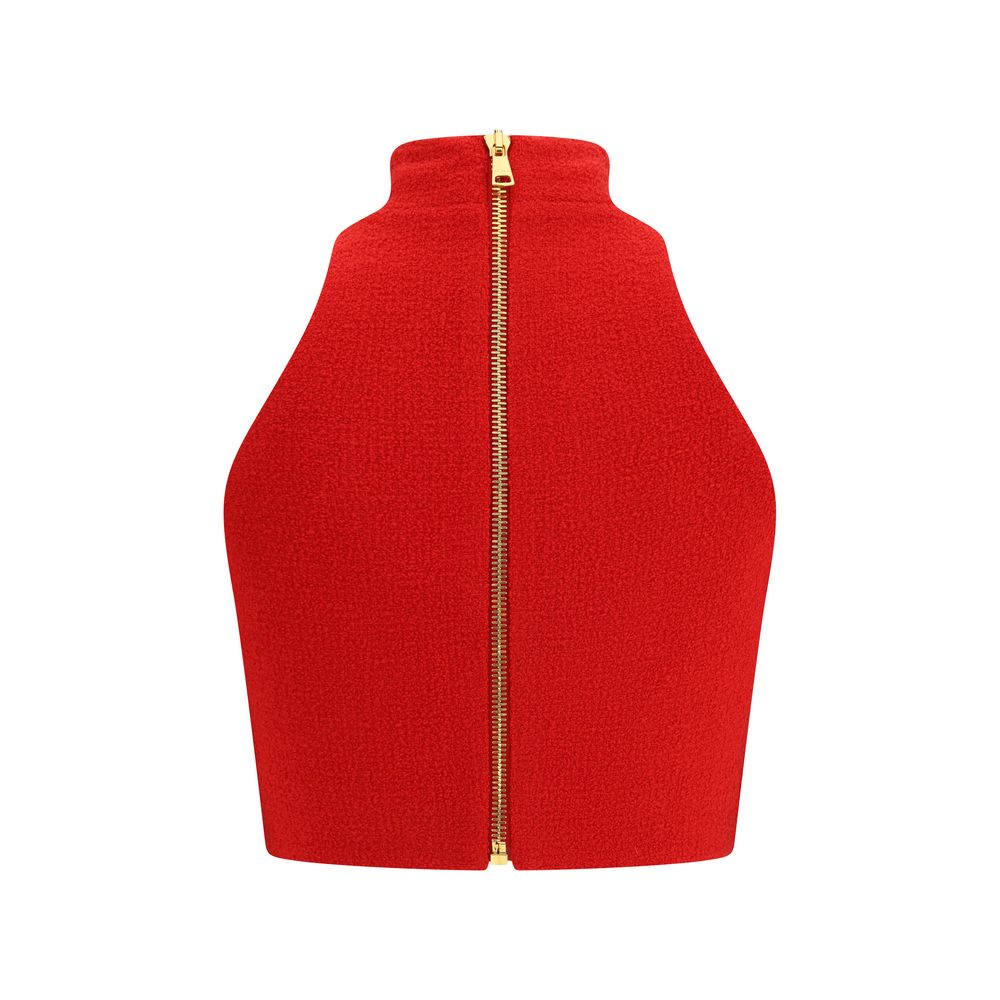 Red Fleece Wool Top