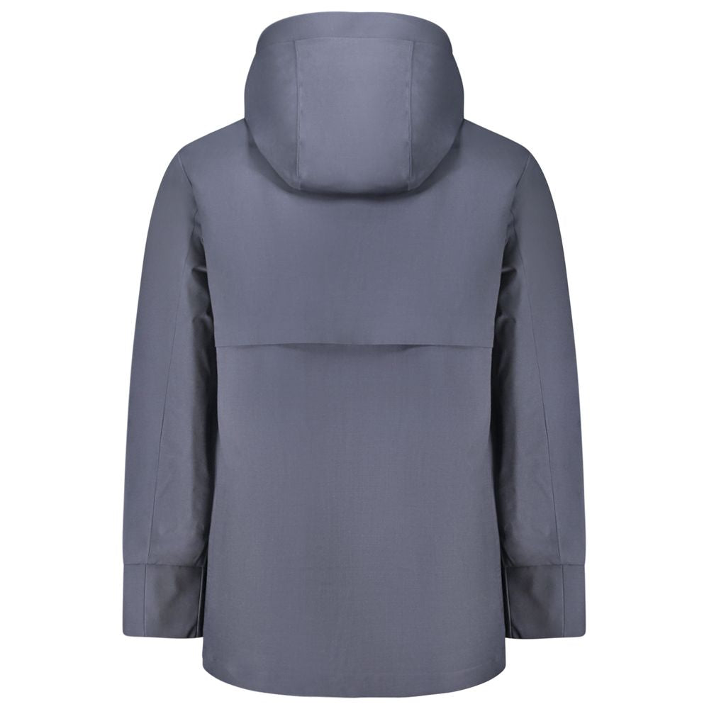 Blue Wool Men Trench Coat