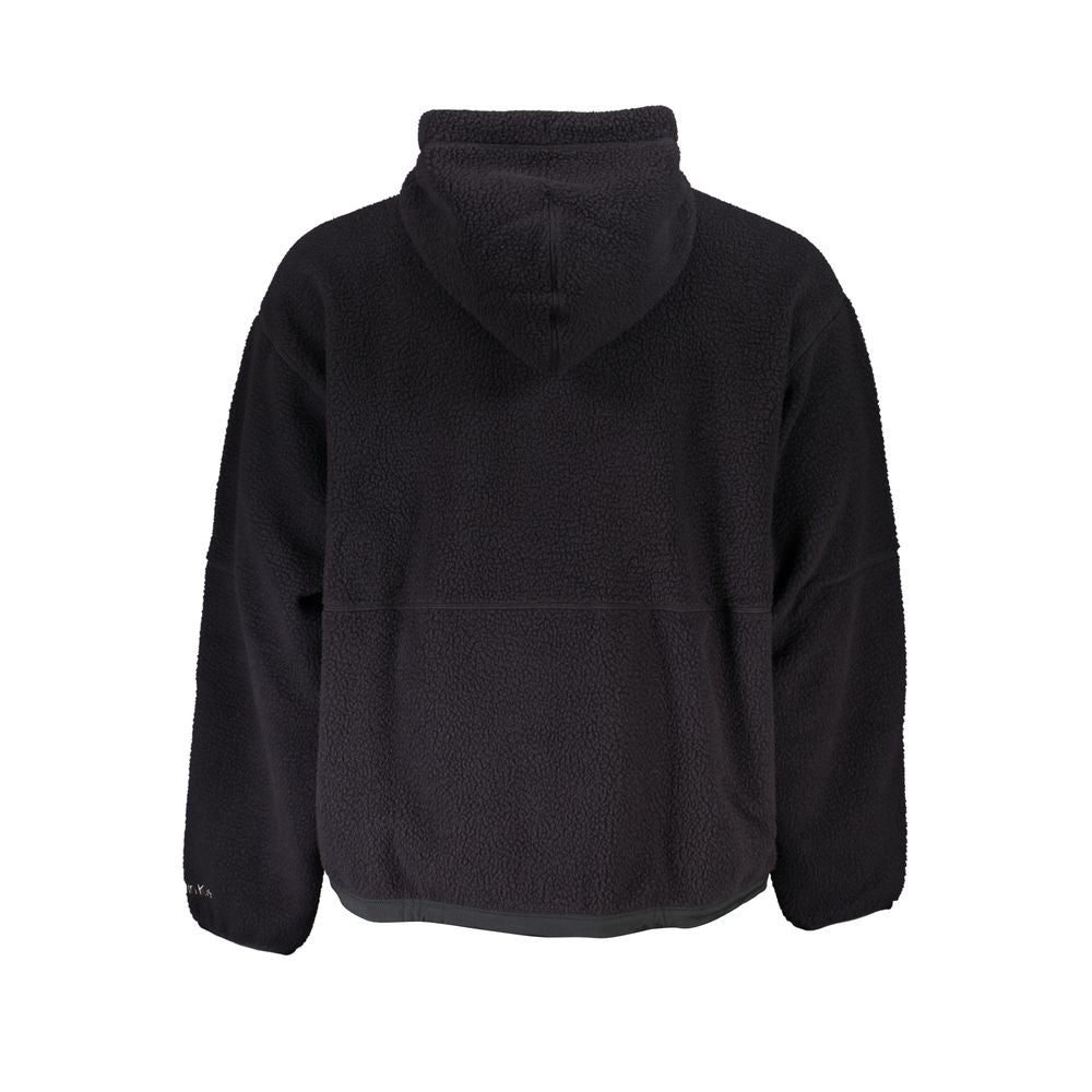 Black Polyester Men Sweater with Hood