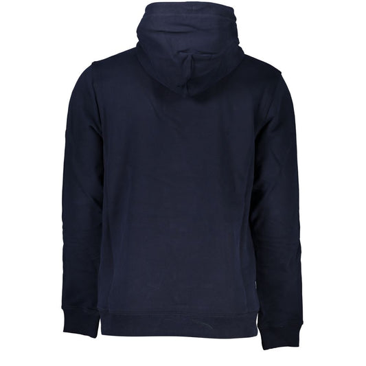 Blue Cotton Men Sweater with Hood