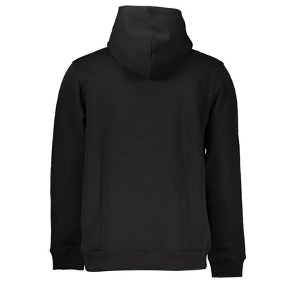 Black Cotton Men Sweater with Hood