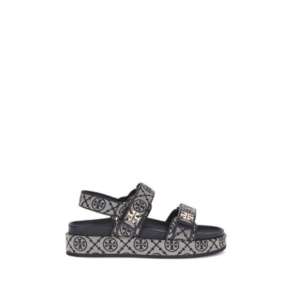 Blue Fabric Flat Sandals