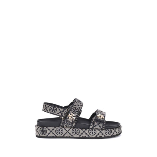 Blue Fabric Flat Sandals