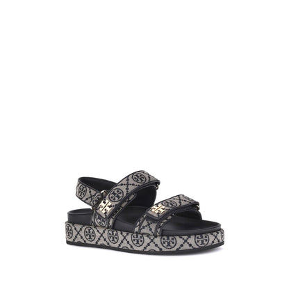 Blue Fabric Flat Sandals