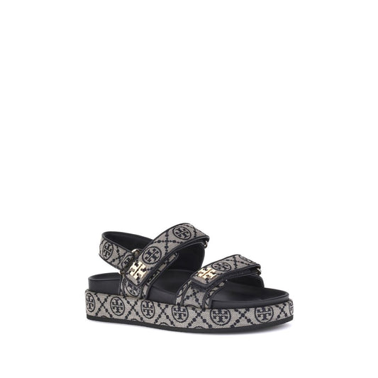Blue Fabric Flat Sandals