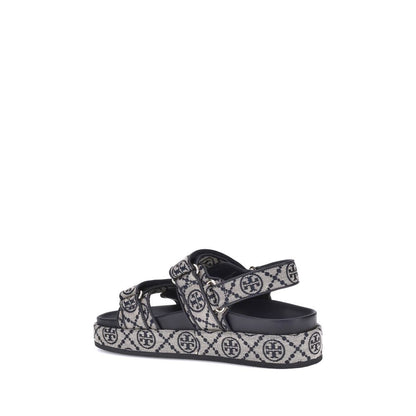 Blue Fabric Flat Sandals