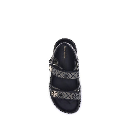 Blue Fabric Flat Sandals