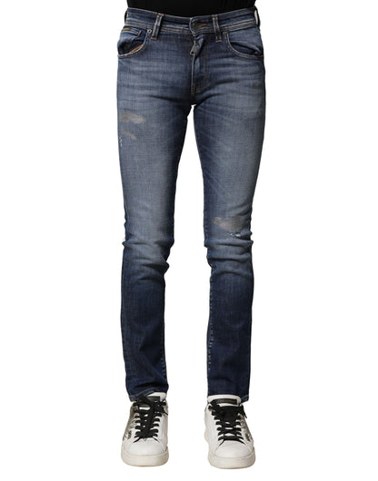 Blue Washed Cotton Slim Fit Men Denim Jeans