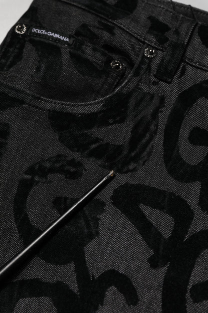 Gray Cotton DG Logo Straight Men Denim Jeans