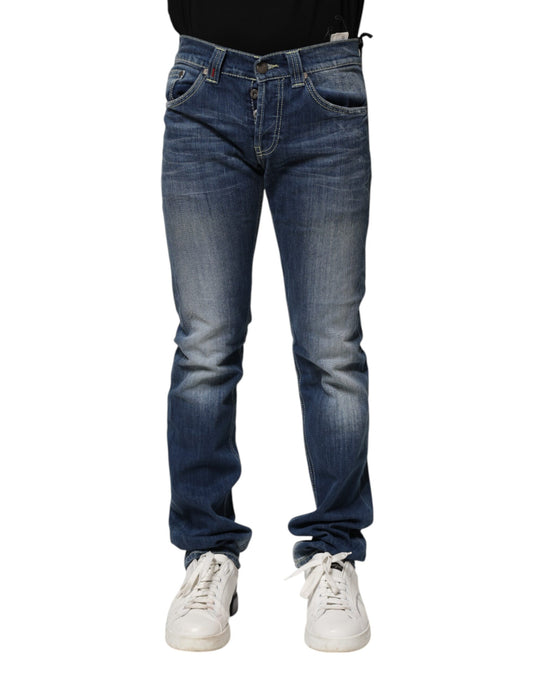 Blue Washed Skinny Fit Casual Men Denim Jeans
