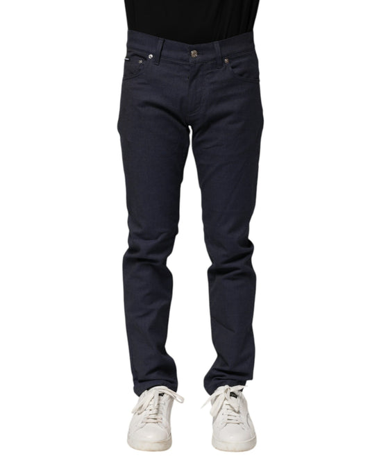 Dark Blue Cotton Skinny Denim Jeans