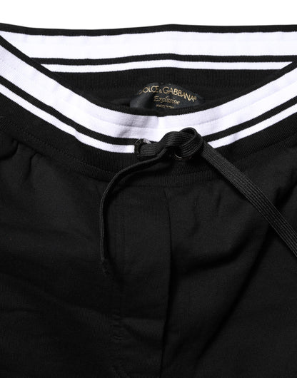 Black Cotton Mid Waist Jogger Pants