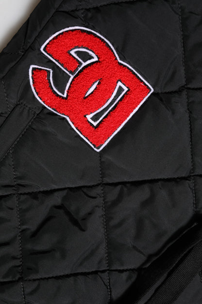 Black Quilted Mid Waist Jogger Pants