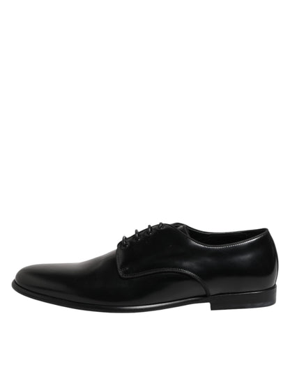 Black Leather Lace Up Derby Men Dress Shoes
