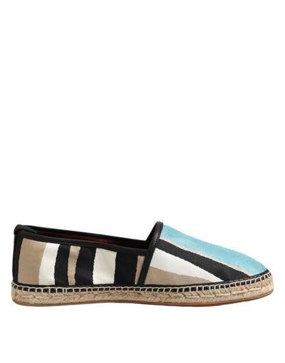 Multicolor Stripes Canvas Flat Espadrille Shoes