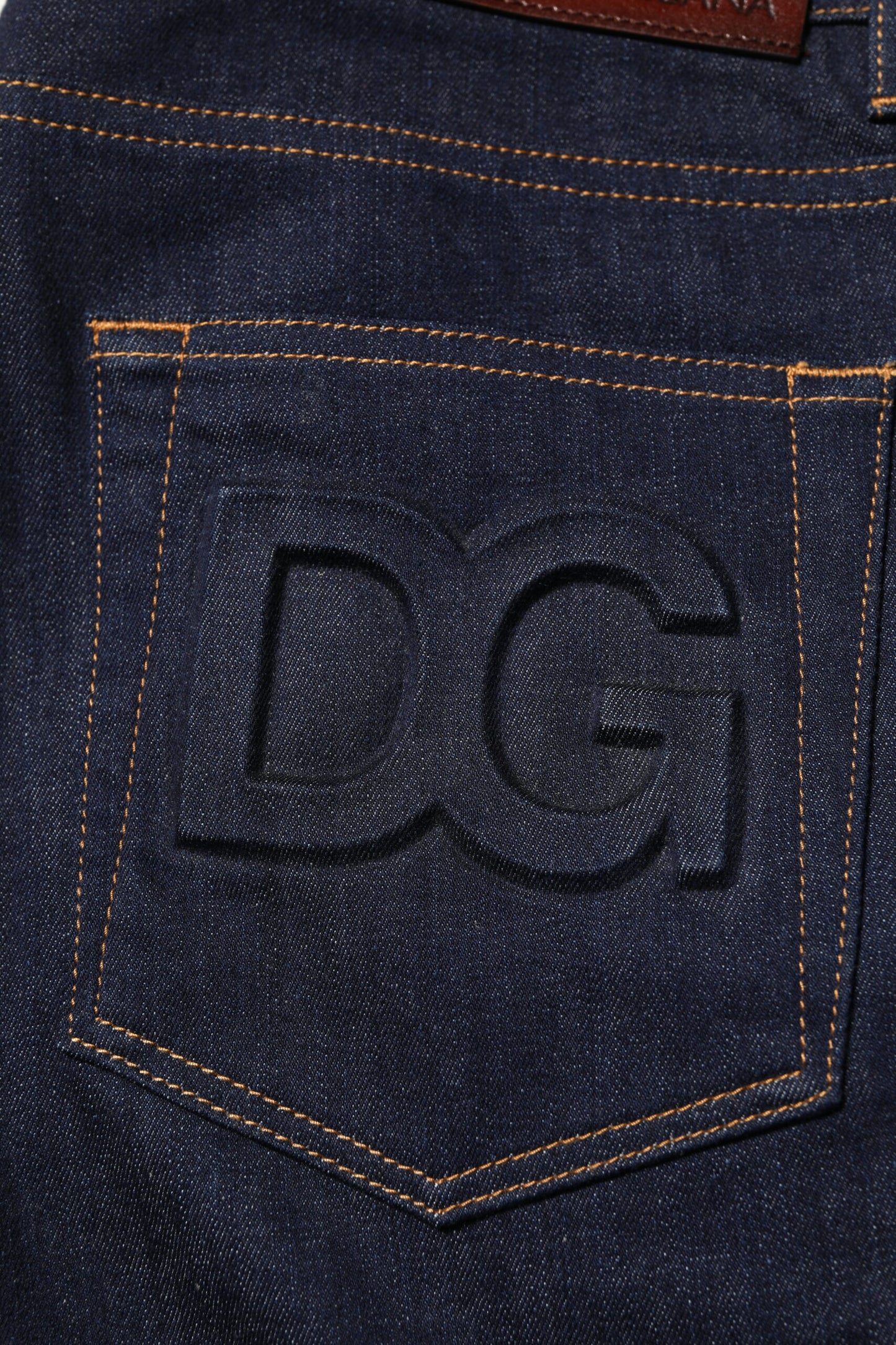 Dark Blue Cotton Logo Slim Fit Men Denim Jeans