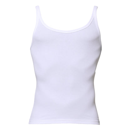 White Sleeveless Round Neck Men Tank T-shirt