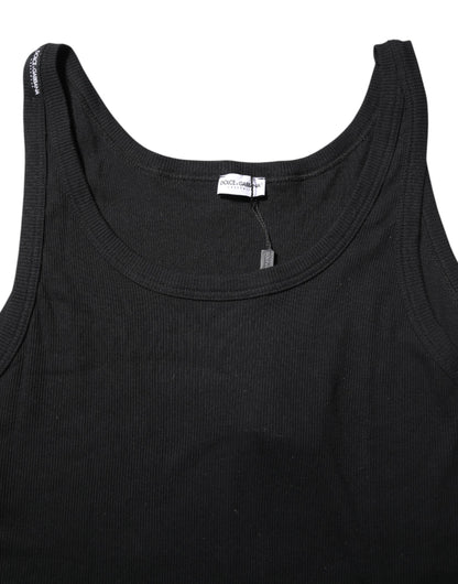 Black Cotton Sleeveless Underwear Tank T-shirt