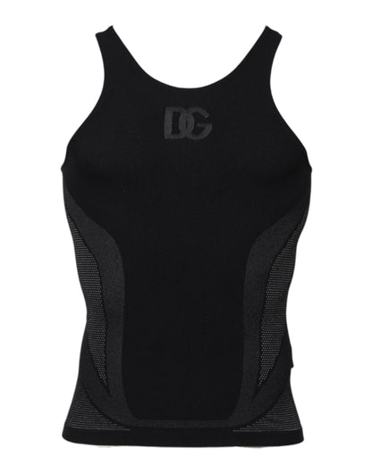 Black Nylon Sleeveless Underwear Tank T-shirt
