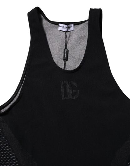 Black Nylon Sleeveless Underwear Tank T-shirt