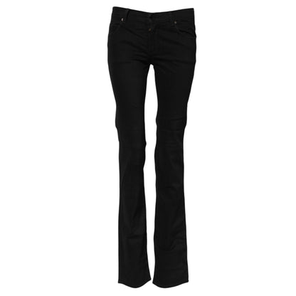 Black Cotton Stretch Flared Bootcut Denim Jeans
