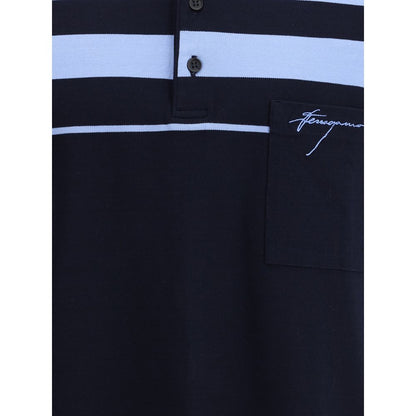 Blue Cotton Polo Shirt