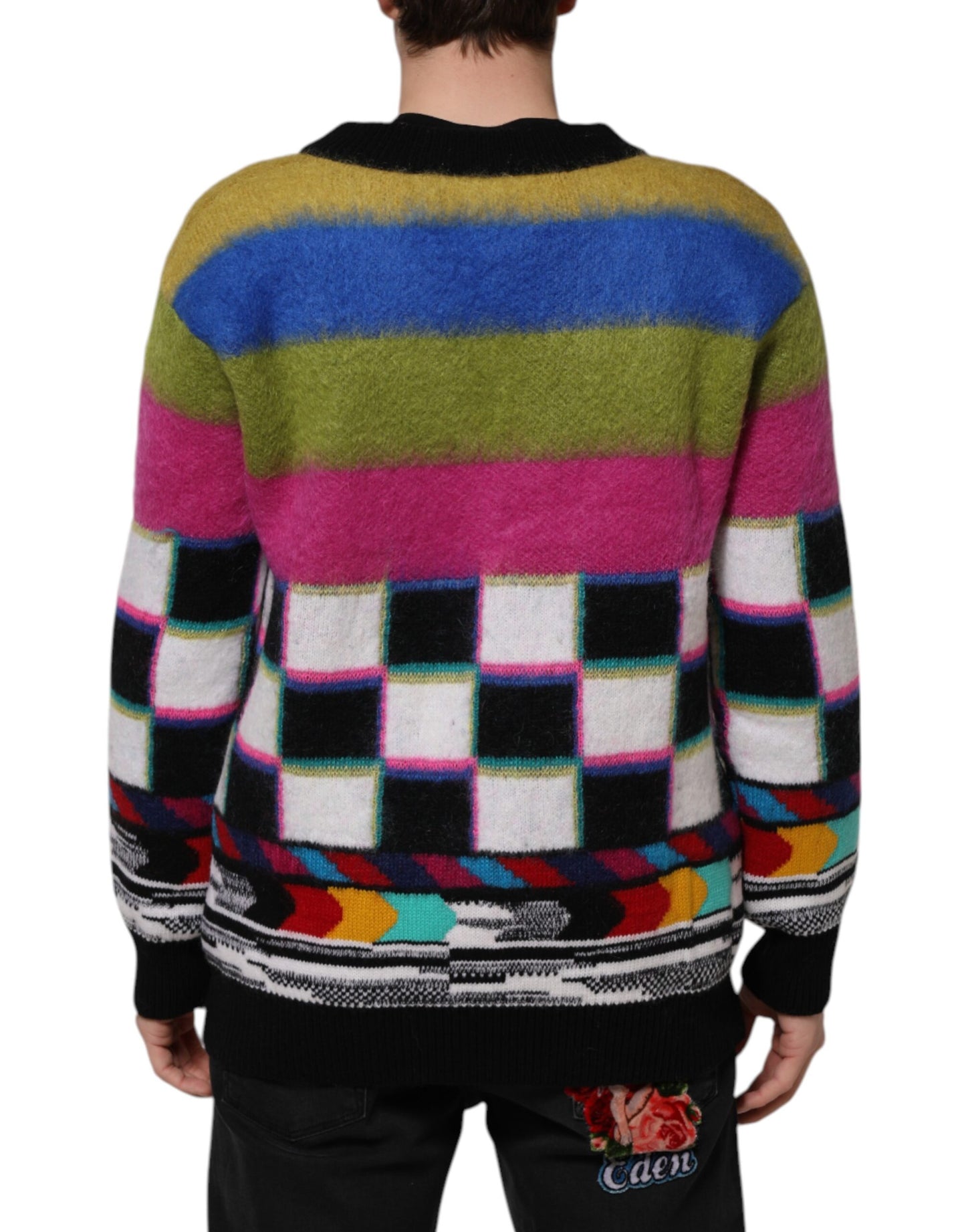 Multicolor Glitch Design Pullover Sweater