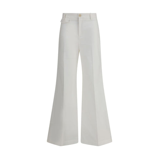 White Cotton Flared Pants