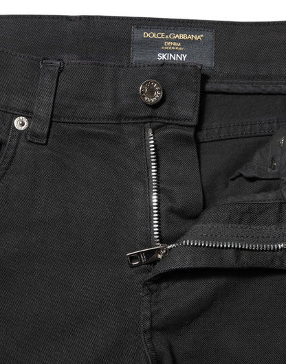 Black Tattered White Lining Skinny Denim Jeans