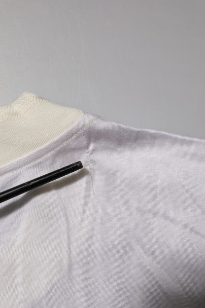 White Silk Crew Neck Long Sleeves T-shirt