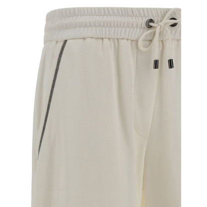 White Cotton Casual Pants