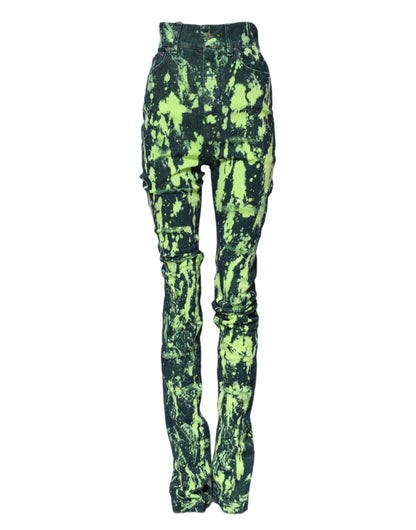 Green Color Splash High Waist Denim Jeans