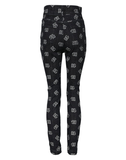 Black DG Logo High Waist Skinny Denim Jeans